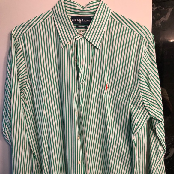 green and white striped ralph lauren shirt